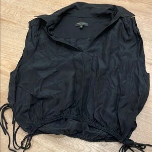 Rag & Bone Black Ruched Tie Side sleevesless Shirt Top